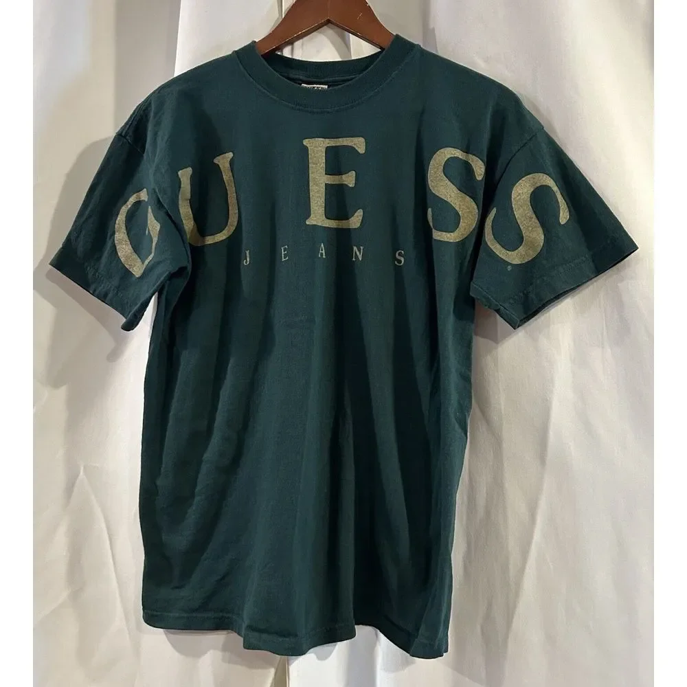Vintage Guess Jeans Mens T Shirt USA Size 20-XL Green‎ - Picture 3 of 6